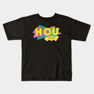 Houston, Texas Retro 90s Logo Kids T-Shirt